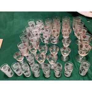 Vintage Libby Gold And Silver Leaf Drink ware Price Is For All Of Them